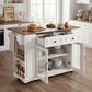 HOMLUX 54" Mobile Kitchen Island with Glass Door Storage in Walnut and White, , large