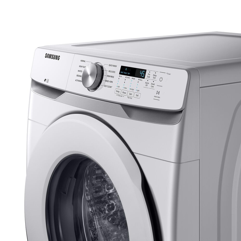 Samsung 4 5 Cu Ft Front Load Washer With Shallow Depth In White Nebraska Furniture Mart