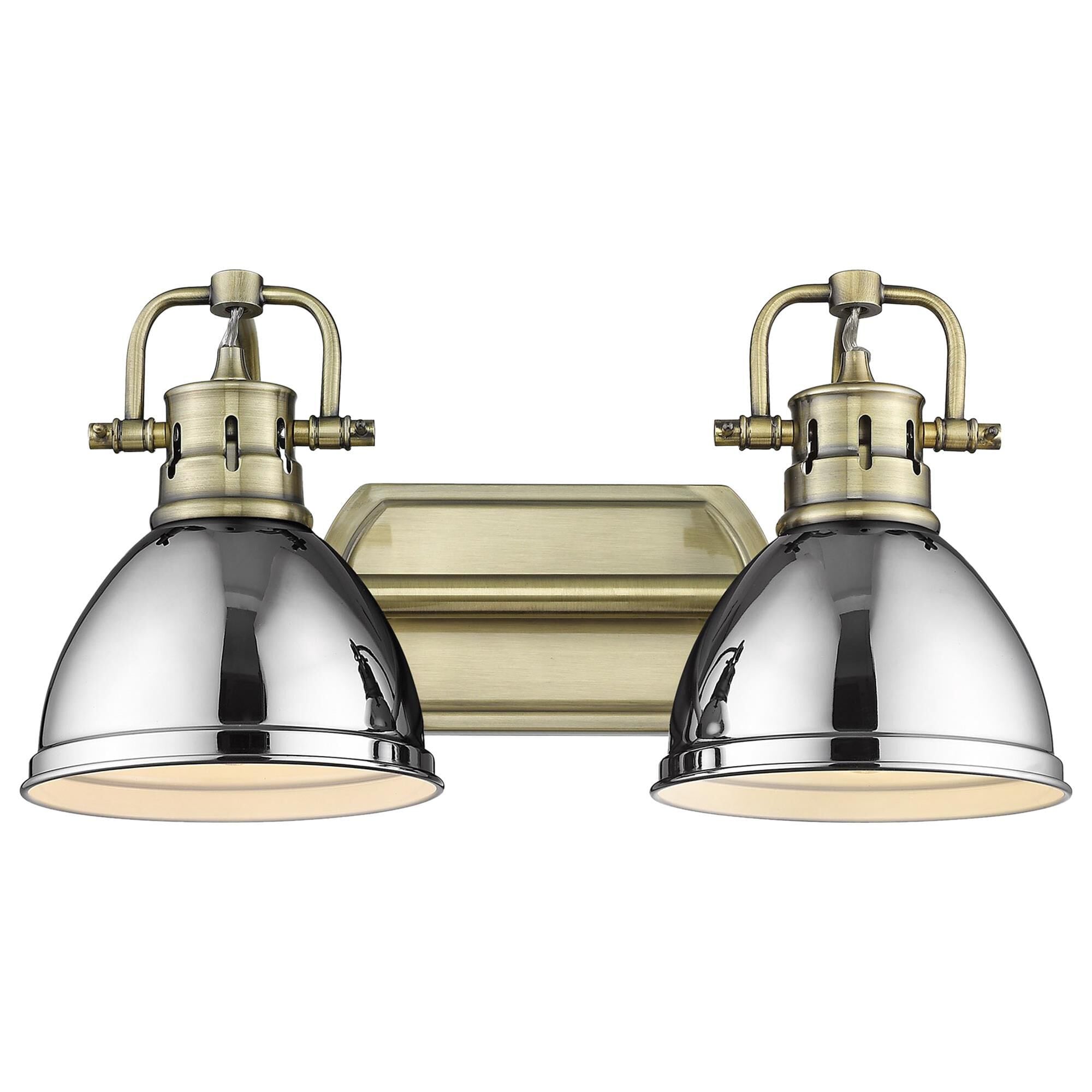 Golden Lighting Duncan 2 Light Bath Vanity in Aged Brass Chrome NFM