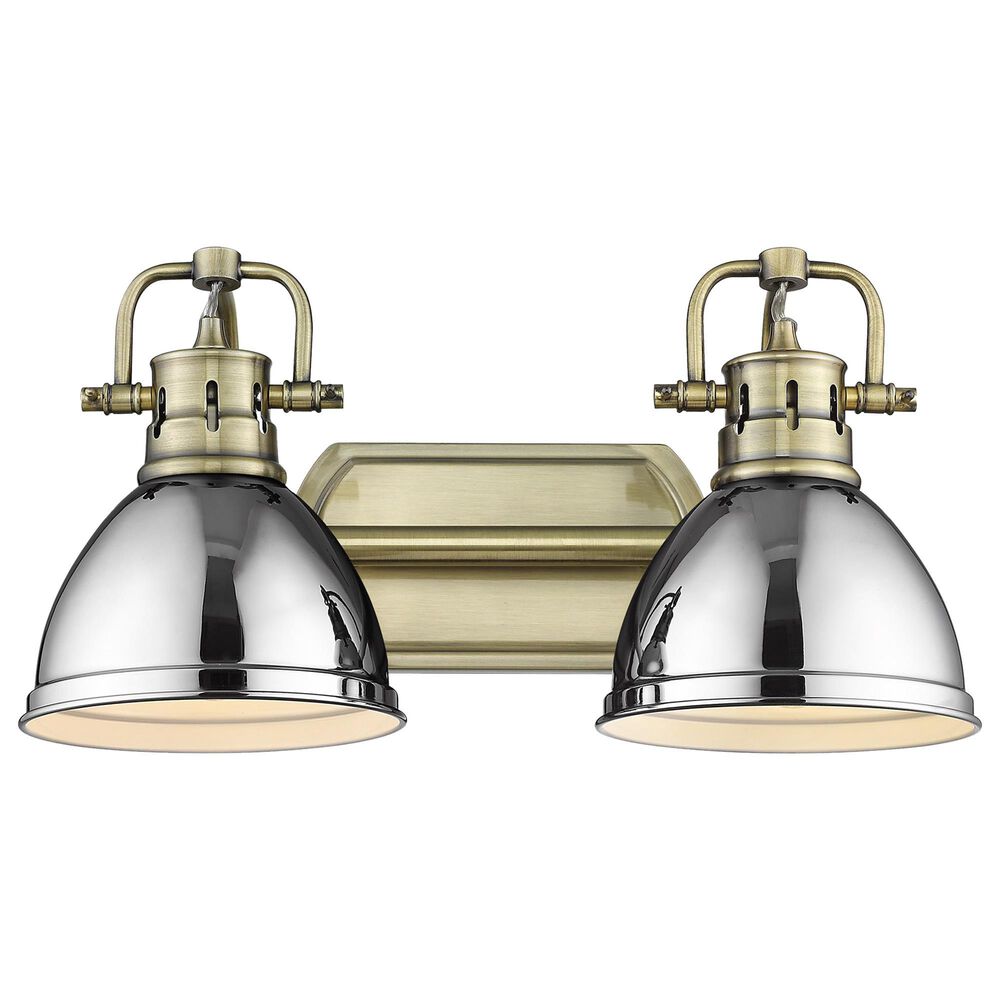 Golden Lighting Duncan 2-Light Bath Vanity in Aged Brass/Chrome, , large