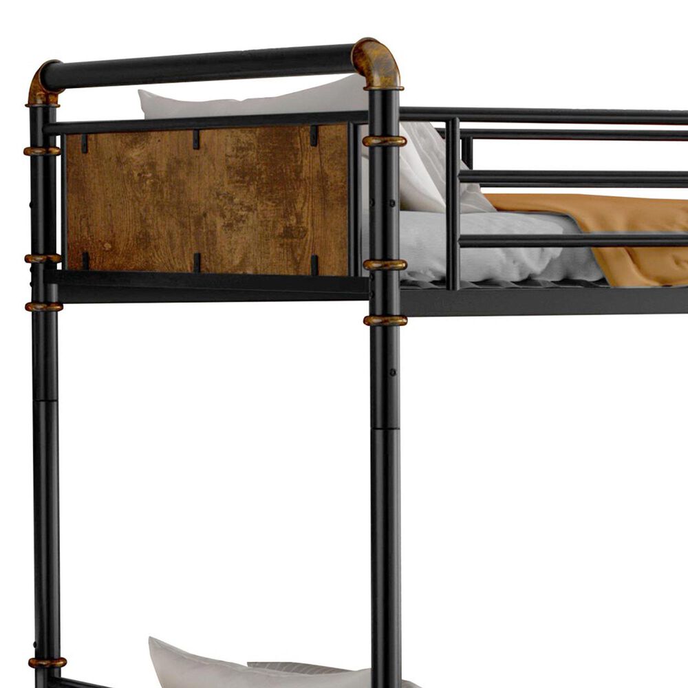 Hearth and Haven Twin XL over Twin XL Detachable Bunk Bed in Black and Gold, , large
