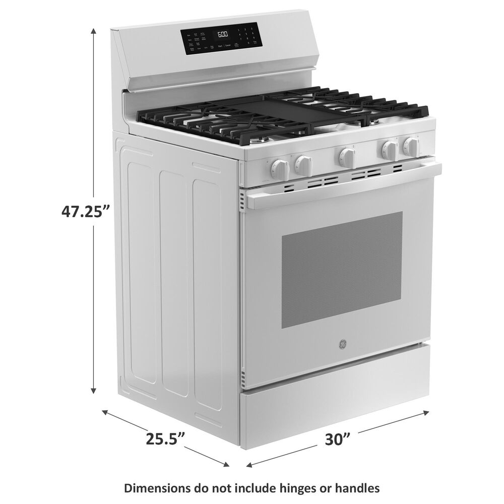 GE Appliances 30&quot; Freestanding Gas Convection Range in White, , large