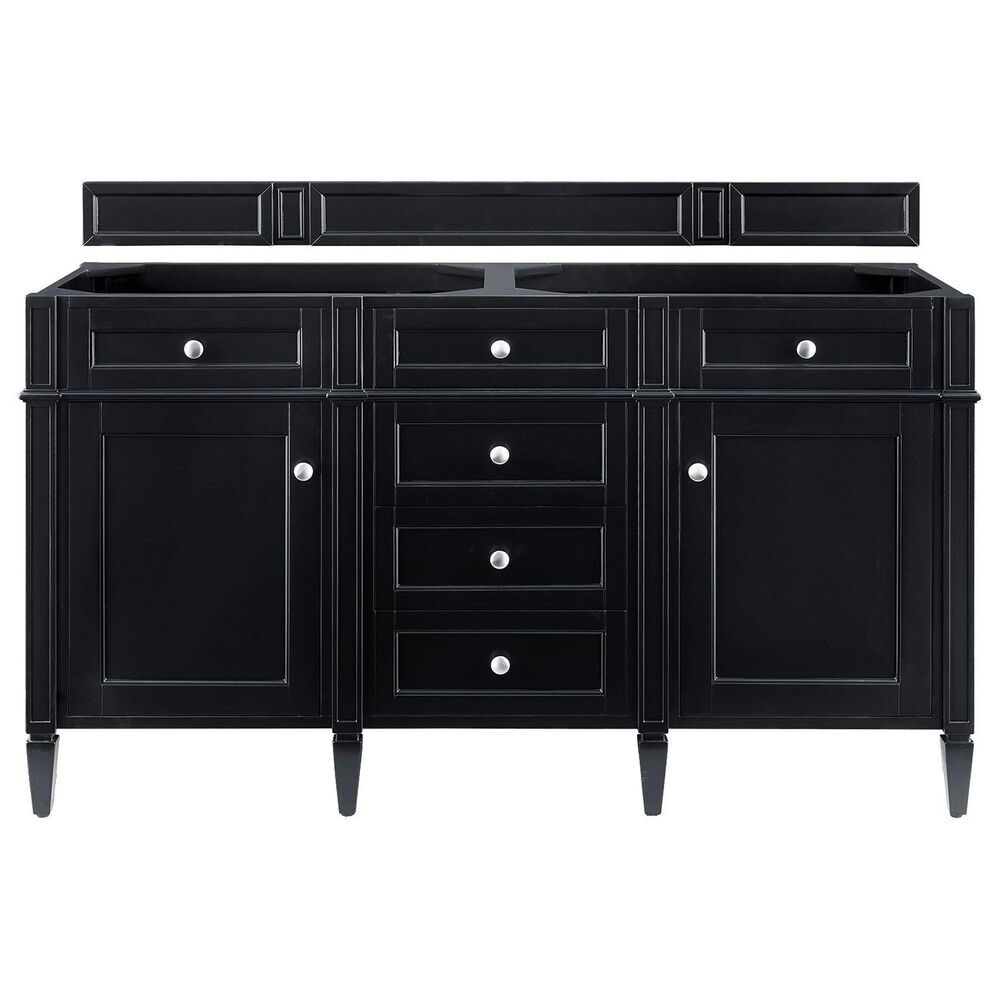 James Martin Vanities Brittany 60&quot; Double Bathroom Vanity in Black Onyx with 3 cm Carrara White Marble Top, , large