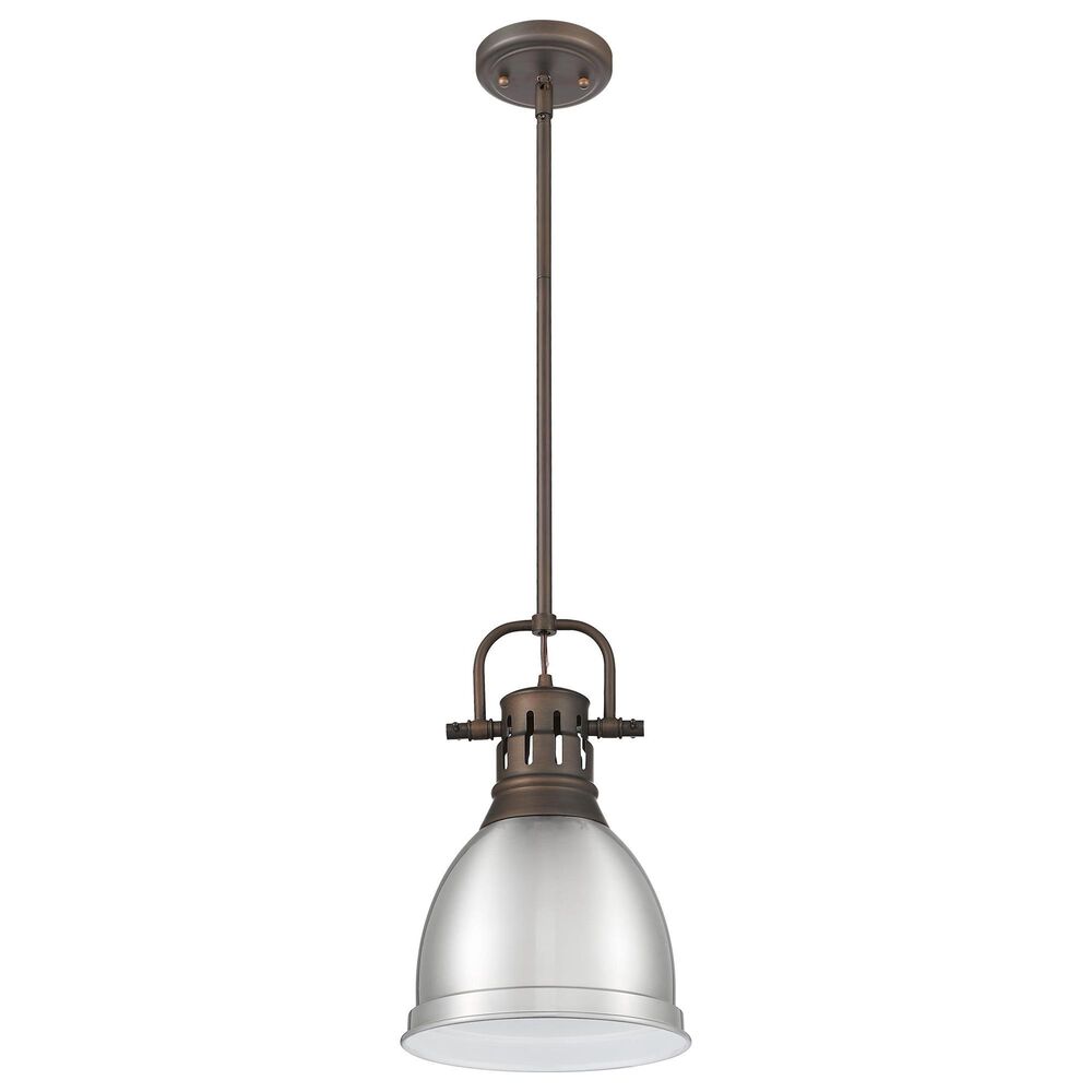 Golden Lighting Duncan 1-Light Small Pendant with Rod and Pewter Shade in Rubbed Bronze, , large