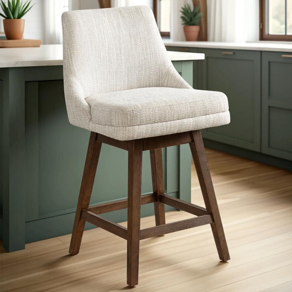 Armen Living Branson 26" Swivel Counter Height Stool in Brown, , large