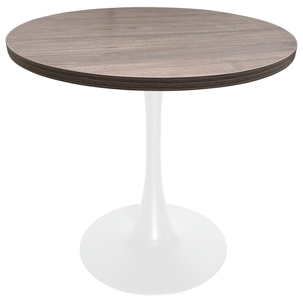 Leisuremod LeisureMod Bristol Dining table, White Base with 36 Round Dark Walnut MDF top, , large