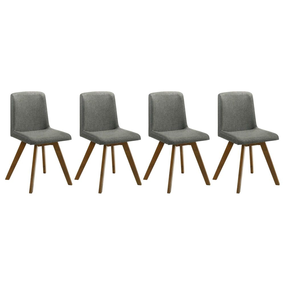 Armen Living Gina Side Chair with Charcoal Upholstery in Warm Walnut (Set of 4), , large
