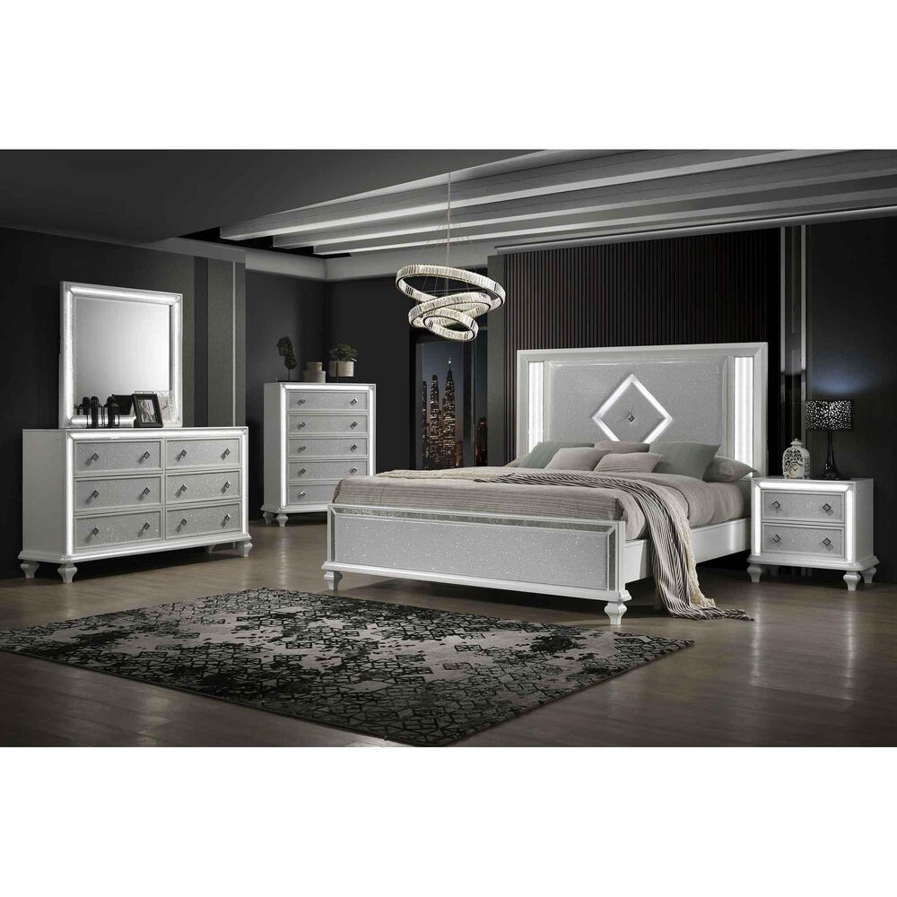 New Heritage Design Stardust 3-Piece Queen Bedroom Set in White and Silver, , large