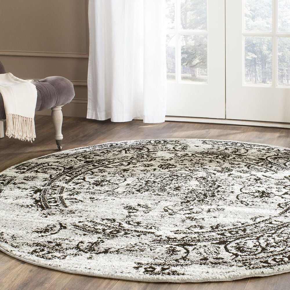 Safavieh Adirondack ADR101A-4R 4" x 4" Silver/Black Round Rug, , large