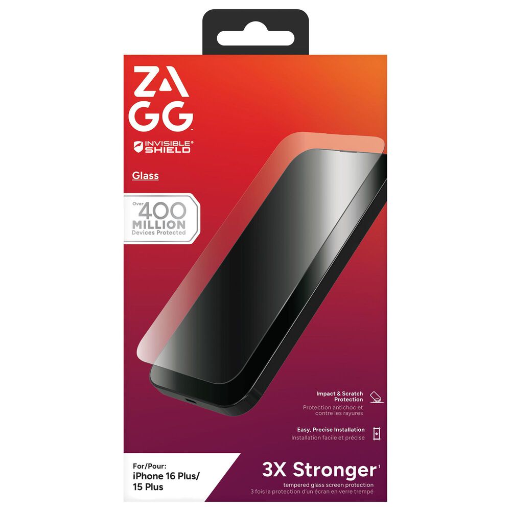 Zagg InvisibleShield Screen Protector for Apple iPhone 16 Plus/15 Plus in Clear, , large