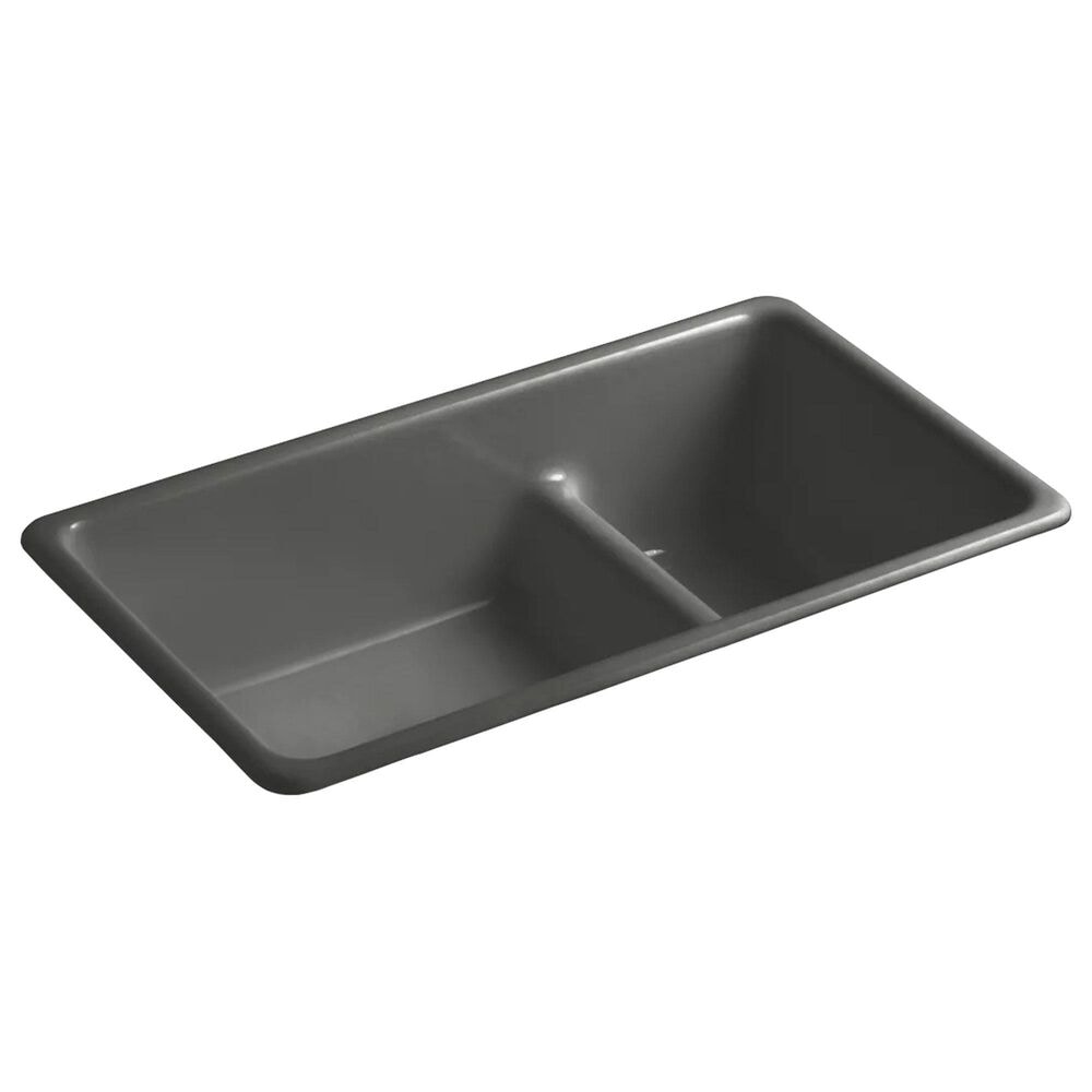 Kohler Iron-Tones Smart Divide 33" Top-Undermount Double Bowl Kitchen Sink in Thunder Grey, , large