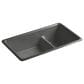 Kohler Iron-Tones Smart Divide 33" Top-Undermount Double Bowl Kitchen Sink in Thunder Grey, , large