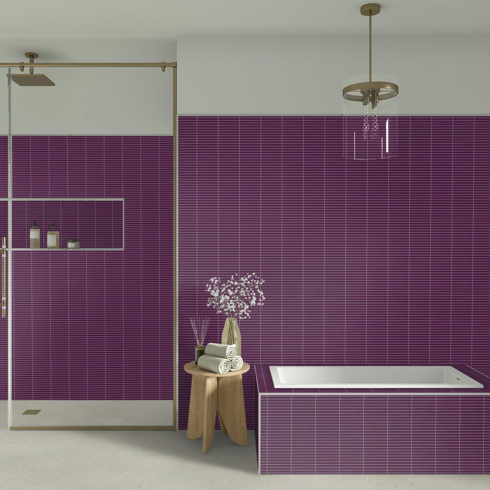 Dal-Tile Color Wheel Plum Crazy 12&quot; x 10&quot; Ceramic Mosaic Sheet, , large