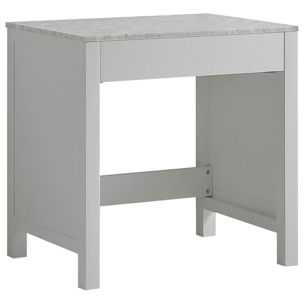 Lexora Home Jacques 30" Makeup Table in White and Carrara Marble Top, , large