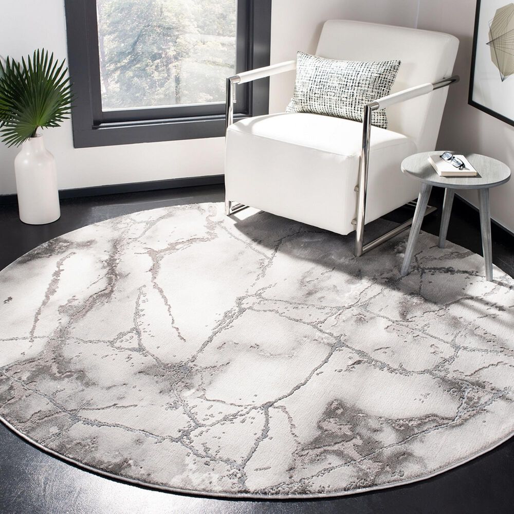 Safavieh Craft CFT877G 10&#39; Round Grey and Silver Area Rug, , large