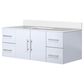 Lexora Home Geneva 48" Single Bathroom Vanity in Glossy White with 2 cm White Cultured Marble Top and Rectangular Sink, , large