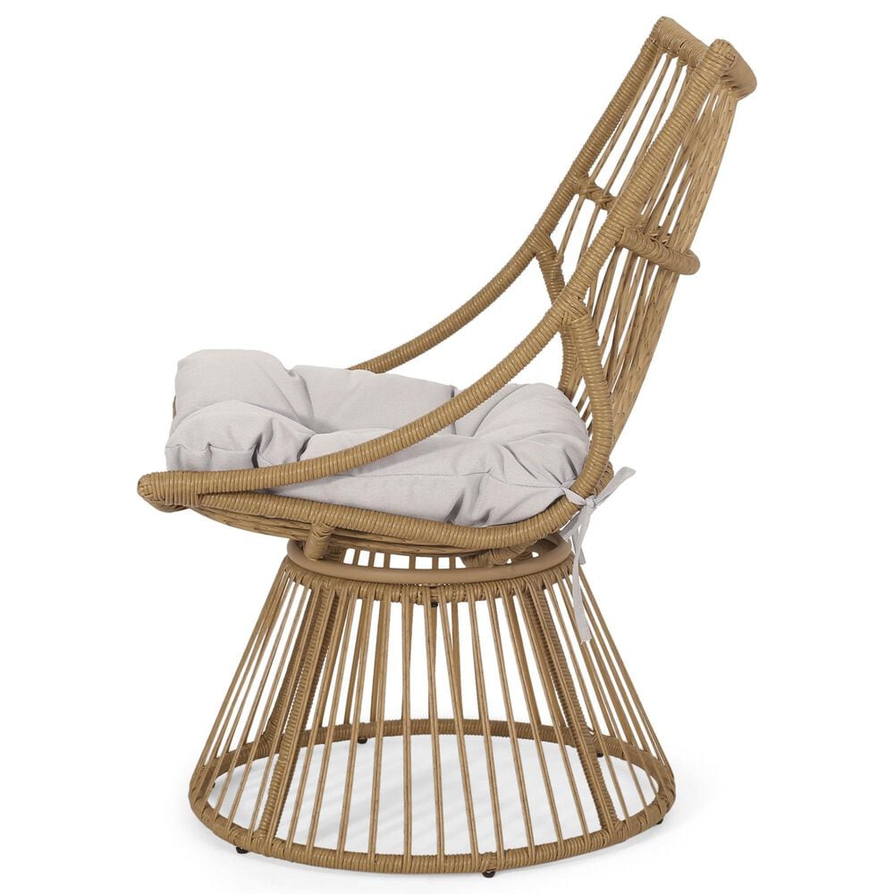 Hearth and Haven Elaine 2-Piece Patio Chat Set with Beige Cushion in Light Brown, , large