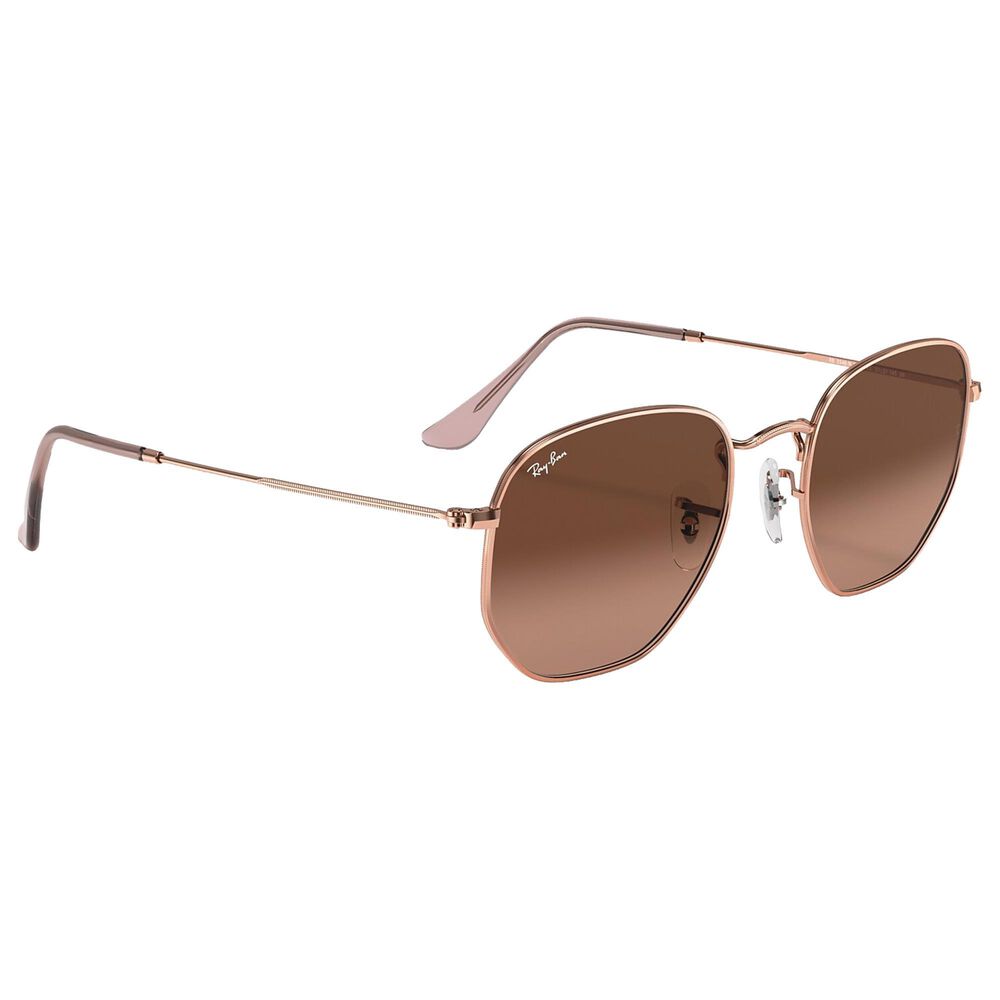 Ray-Ban Hexagonal Flat Sunglasses with Brown Lenses in Polished Copper, , large