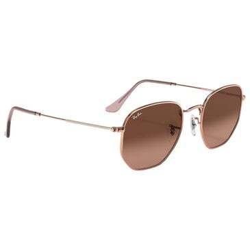 Ray-Ban Hexagonal Flat Sunglasses with Brown Lenses in Polished Copper, , large