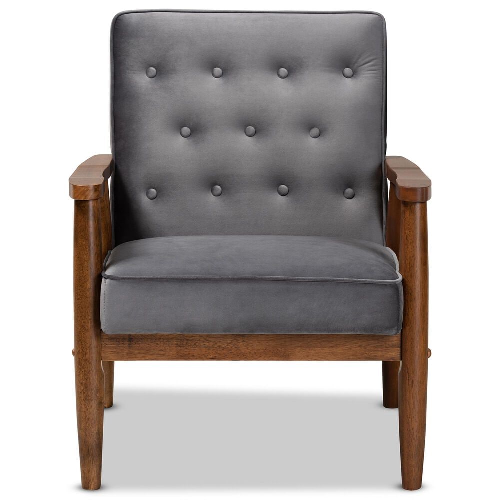 Baxton Studio Sorrento Arm Chair in Grey, , large