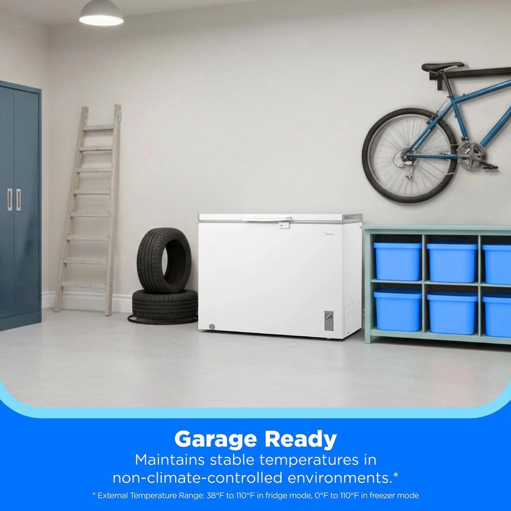 Midea 10 Cu. Ft. Garage-Ready Convertible Chest Freezer in White, , large