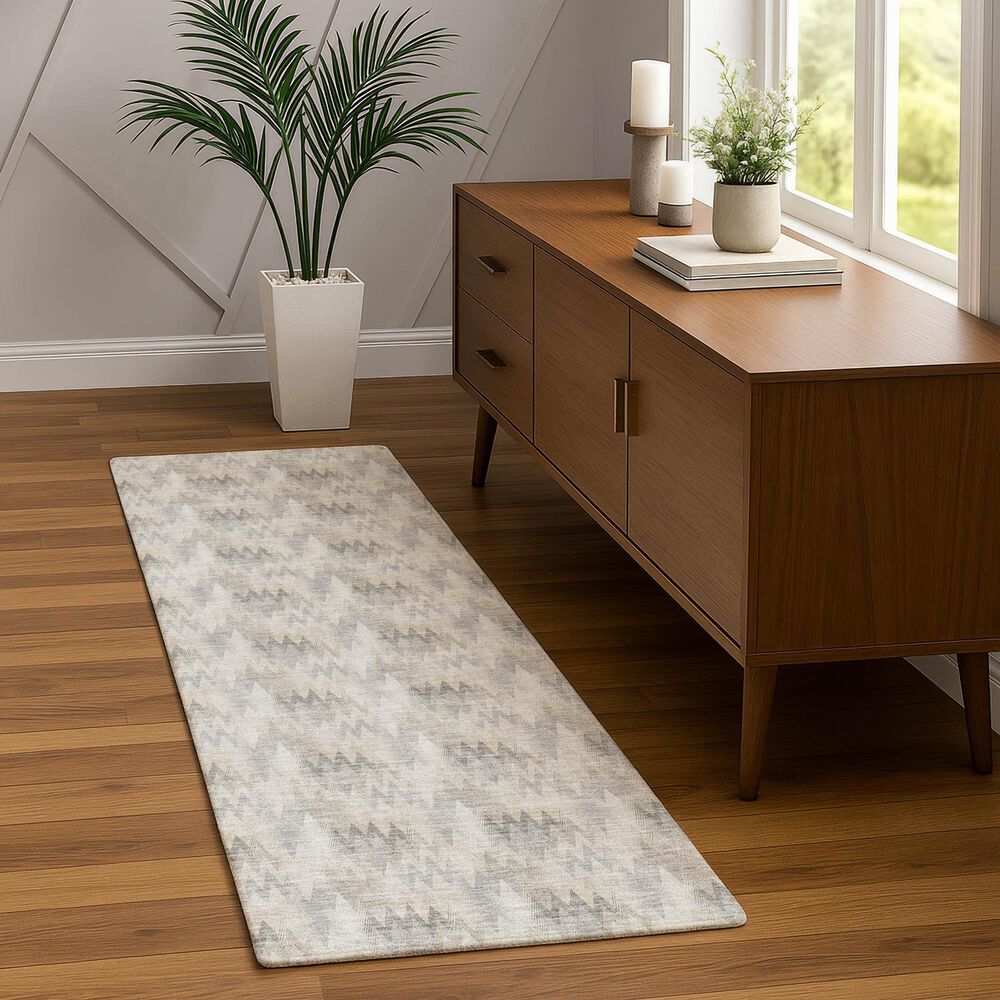 Dalyn Rug Company Soft Essentials Chevron Silver 2'3" x 7'6" Runner, , large