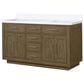 Lexora Home Abbey 60" Double Bathroom Vanity in Grey Oak with 2 cm White Quartz Top and Rectangular Sinks, , large
