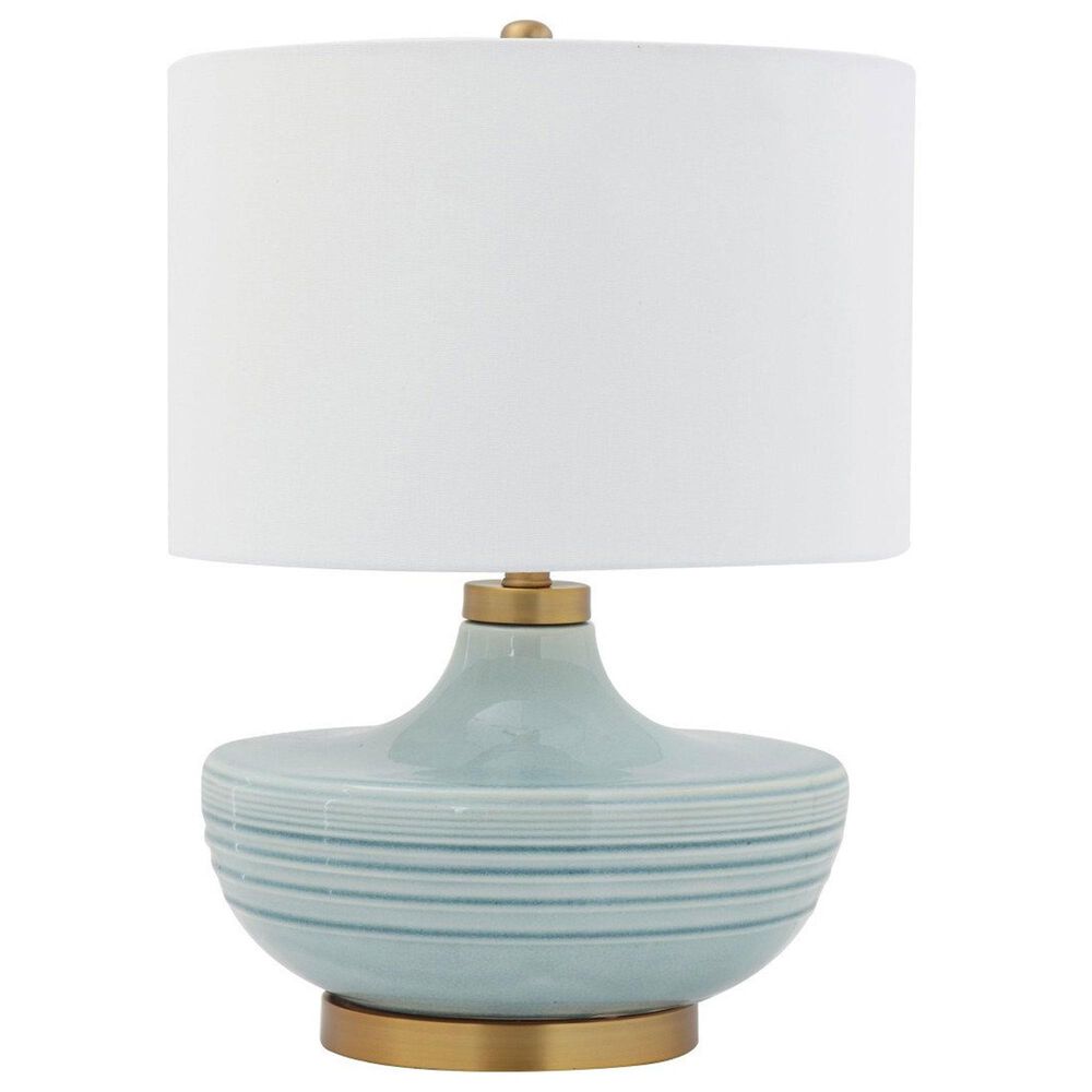 Teak Interiors Shoreline Ceramic Table Lamp in Aqua and Gold, , large
