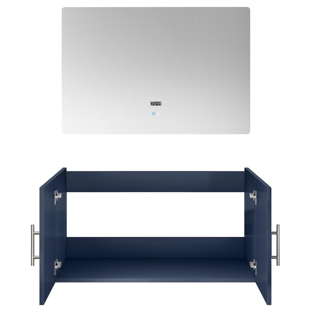 Lexora Home Geneva 36&quot; Single Bathroom Vanity Cabinet Only in Navy Blue and 36&quot; LED Mirror, , large