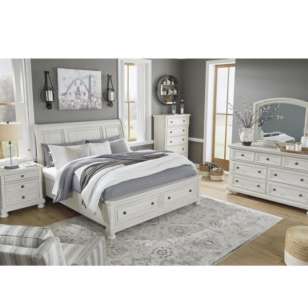 Ashley Robbinsdale King Sleigh Storage Bed in Antique White, , large