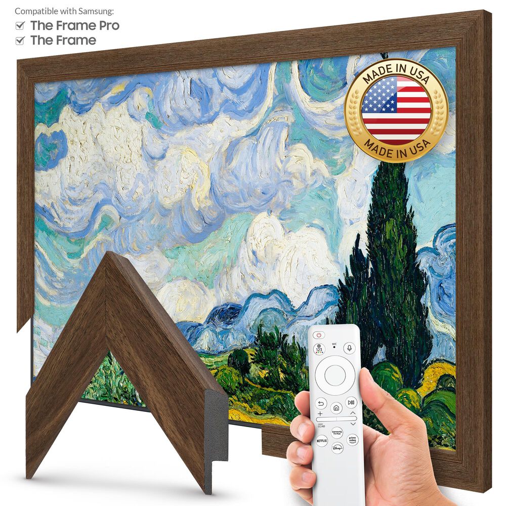 Deco TV Frames Slim 32" Frame Bezel for Samsung the Frame TV in Museum Walnut, , large