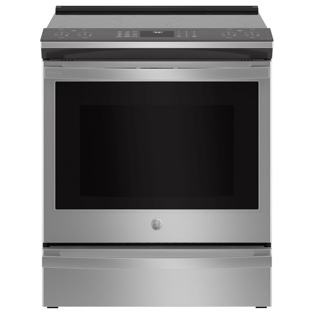 GE Profile 5.3 Cu. Ft. Smart Induction Electric Range and 2.1 Cu. Ft. Over-the-Range Sensor Microwave Oven in Fingerprint Resistant Stainless Steel, , large