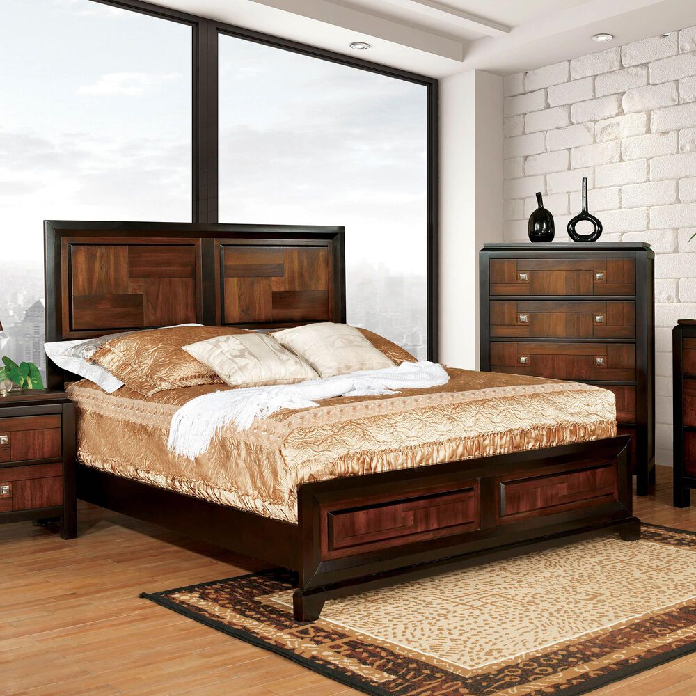 Furniture of America Nichols Full Panel Bed in Acacia/Walnut, , large