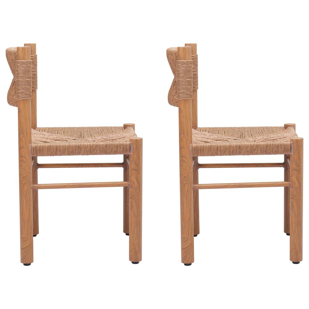 Zuo Modern Iska Outdoor Dining Chair in Natural (Set of 2), , large