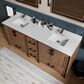 Lexora Home Ziva 80" Double Bathroom Vanity in Rustic Barnwood with 2 cm White Quartz Top and Rectangular Sinks, , large
