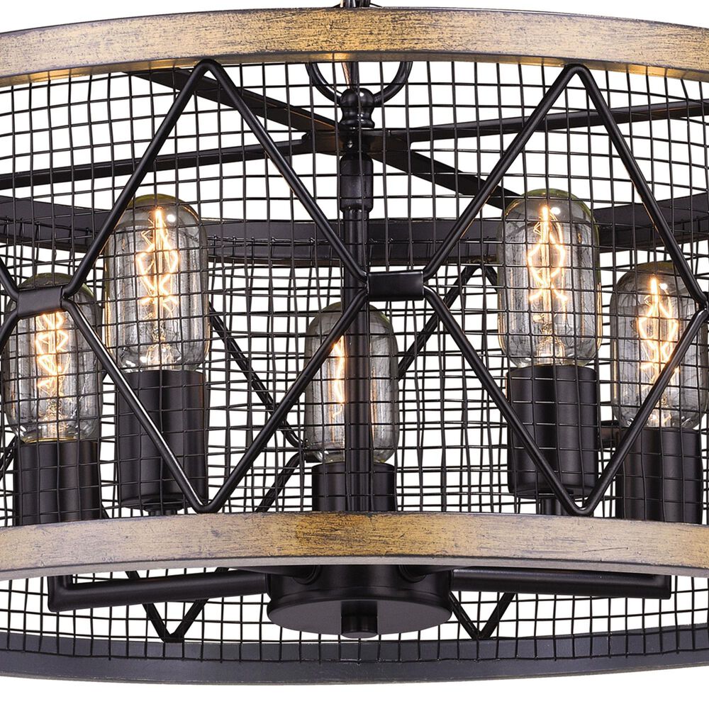 Vaxcel Bremerton 5-Light Chandelier in Black and Burnished Teak, , large
