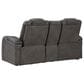 Ashley Fyne-Dyme  Faux Leather Power Reclining Loveseat with Console in Shadow, , large