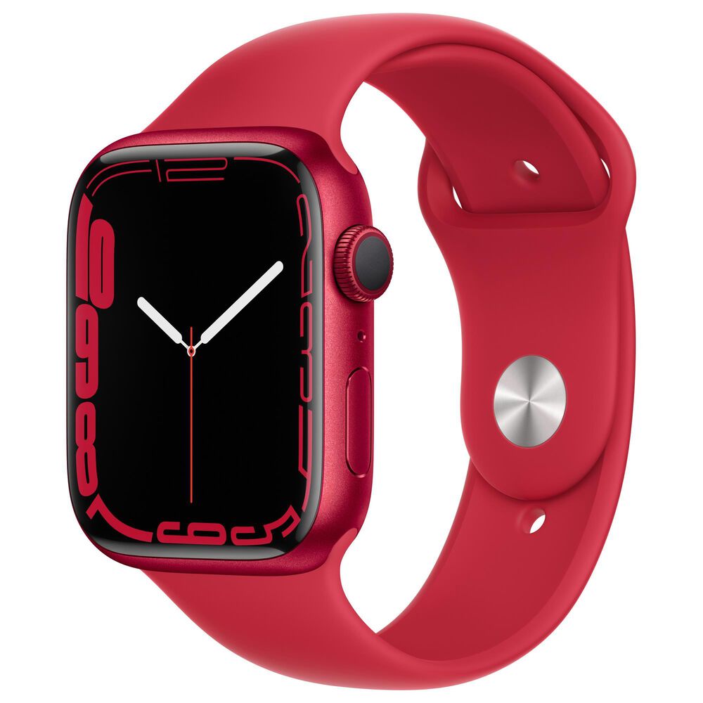 Apple Watch Series 7 (GPS) 45mm (PRODUCT)RED Aluminum Case with (PRODUCT)RED Sport Band with 2-Year AppleCare+, , large