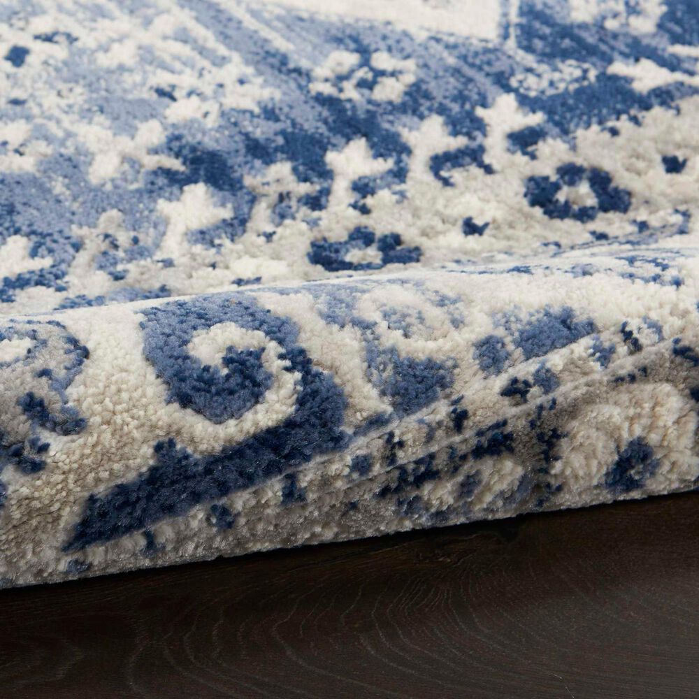 Nourison Cyrus CYR05 2&#39;2&quot; x 7&#39;6&quot; Ivory and Blue Runner, , large