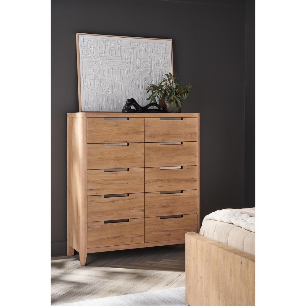 Universal Furniture Modern Walker 4 Piece California King Panel Bedroom Set in Natural Oak with AC Outlets and USB Ports, , large