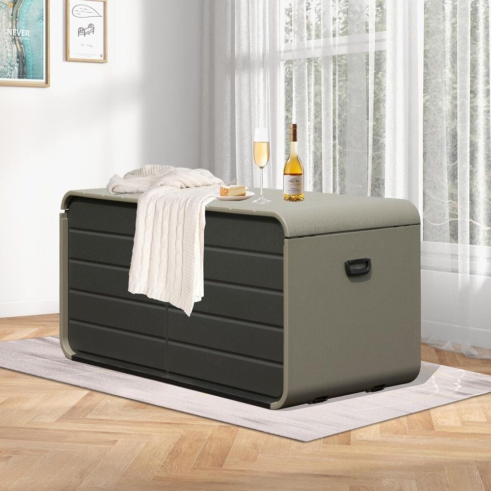 HOMLUX 200-Gallon Outdoor Storage Deck Box in Gray, , large
