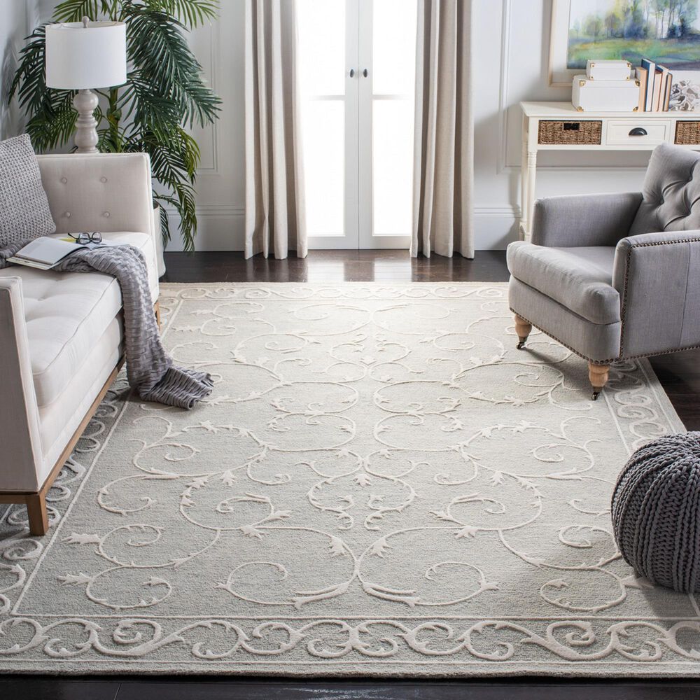 Safavieh Micro-Loop MLP507F 10&#39; x 14&#39; Light Grey and Ivory Area Rug, , large
