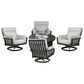 Venture Contempo and Smith Lake 5-Piece Round Firepit Chat Set in Textured Black, , large