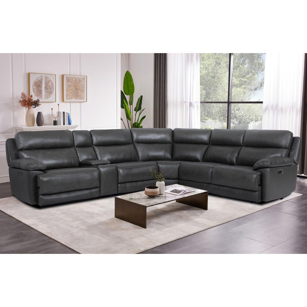 Oxford Furniture Madrid 6-Piece Power Symmetrical Sectional in Granite, , large