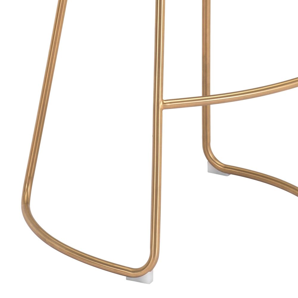 Zuo Modern Bree Barstool in White and Gold &#40;Set of 2&#41;, , large