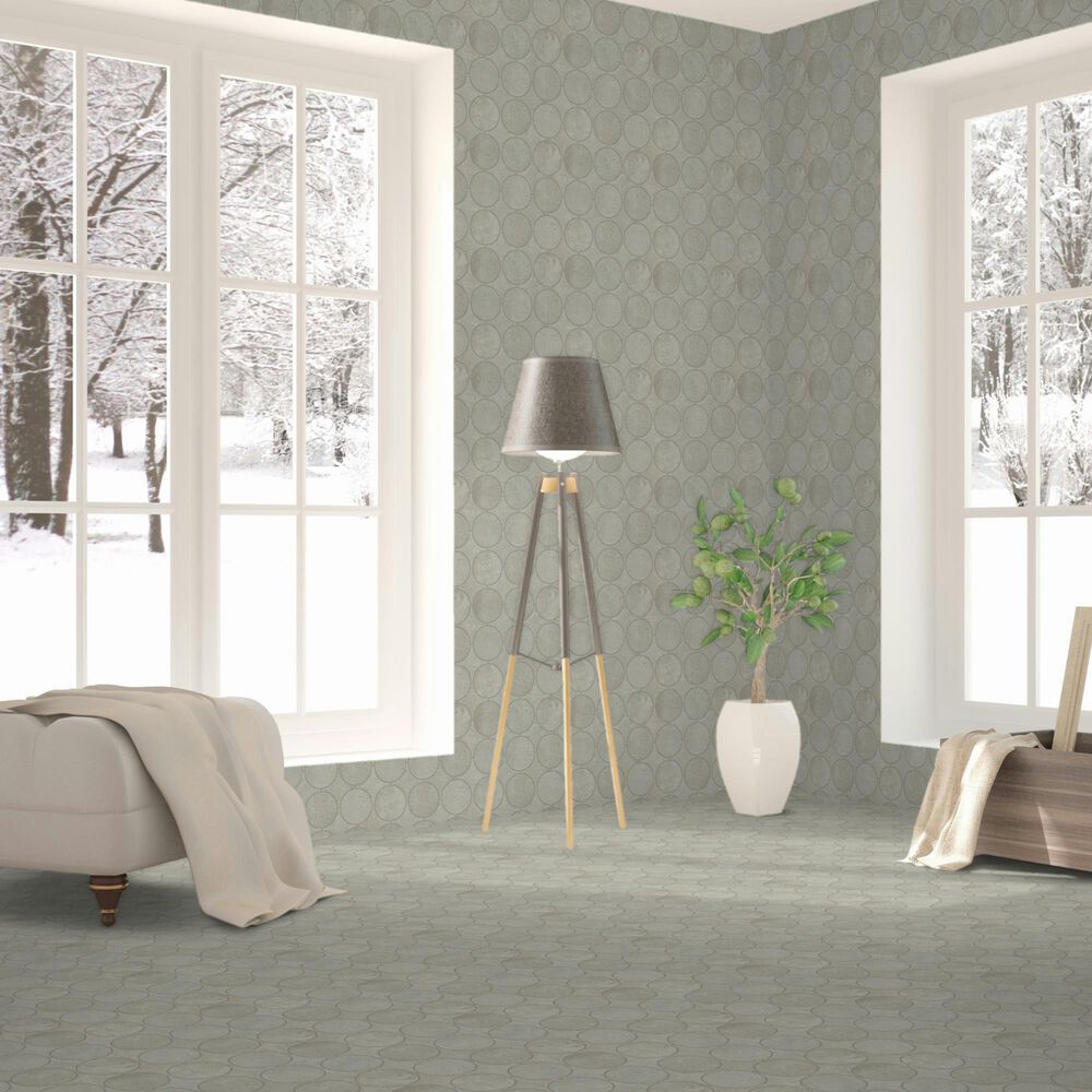 Dal-Tile Rekindle Light Grey 13.5&quot; x 13.5&quot; Canvas Dot Porcelain Mosaic Sheet, , large