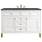 James Martin Vanities Chicago 48" Single Bathroom Vanity in Glossy White with 3 cm Parisien Bleu Quartz Top and Rectangular Sink, , large