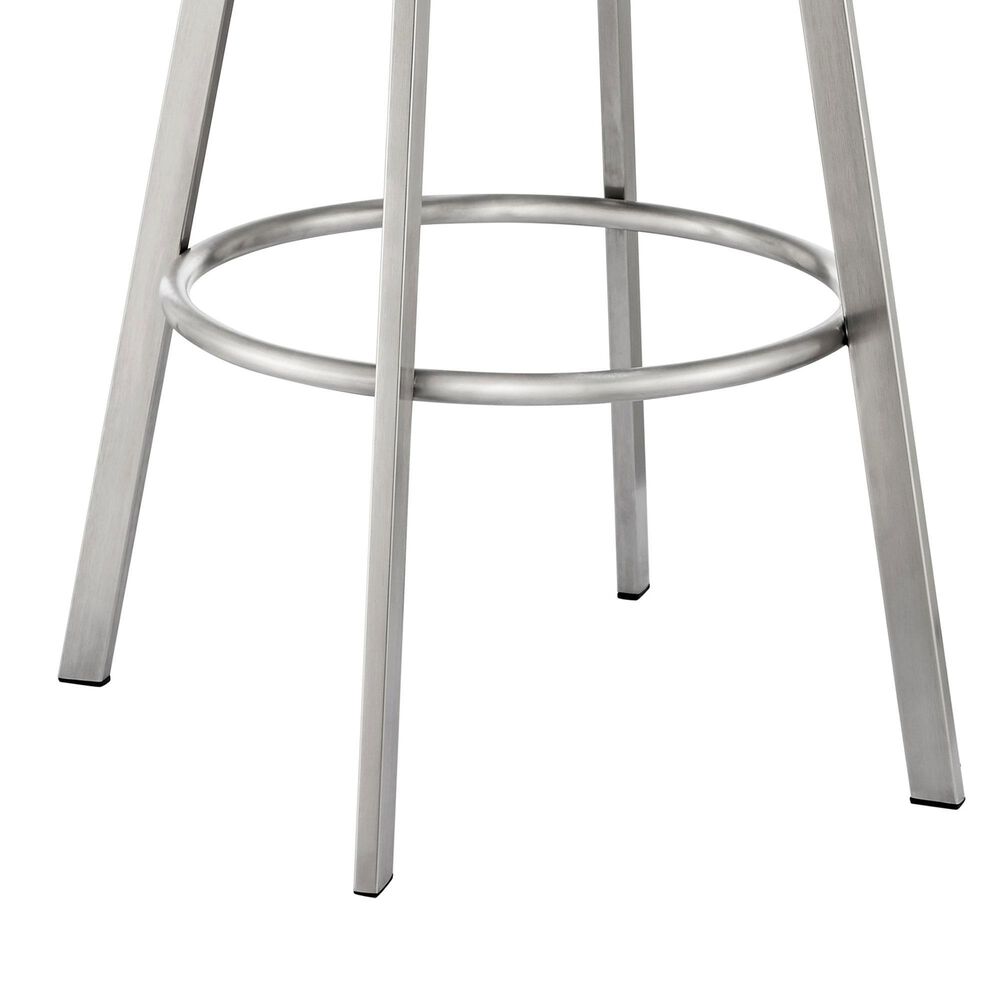 Blue River Eleanor Swivel Barstool with White Cushion in Brushed Stainless Steel, , large