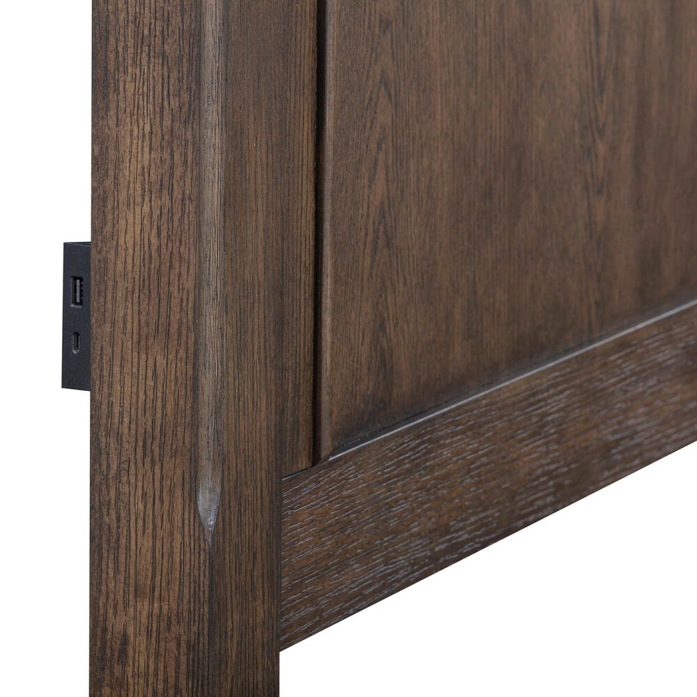 Riva Ridge Oxford King Panel Storage Bed with Two Nightstands in Cocoa with AC Outlets and USB Ports, , large