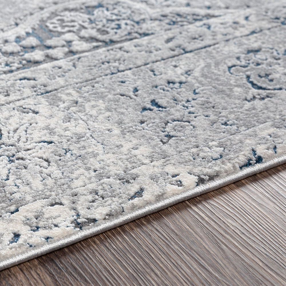 Surya Aisha AIS-2320 2&#39;7&quot; x 7&#39;7&quot; Charcoal, Gray, Off-White and Dark Blue Runner, , large